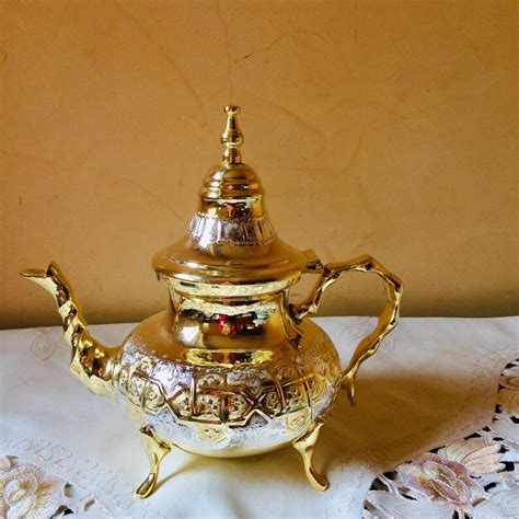 Moroccan Handmade Tea Set 1 Teapot 1 Tray And 6 Tea Glasses Etsy