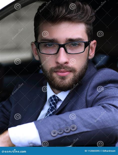 Businessman In Suit Driving His Luxurious Car Stock Image Image Of