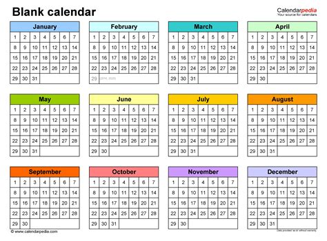 Calendar Templates For Word