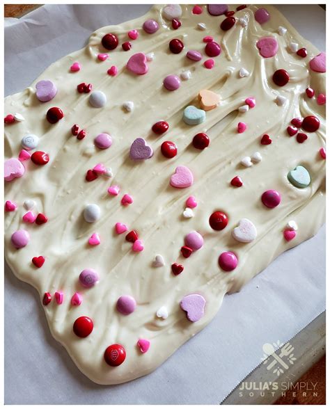 Easy Valentine White Chocolate Bark Julias Simply Southern