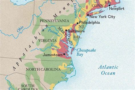 Jamestown 13 Colonies Map