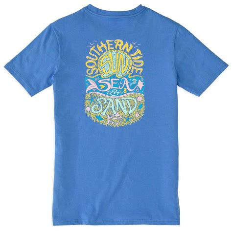 Southern Tide Sun Sea And Sand Tee In Blue Stream Country Club Prep