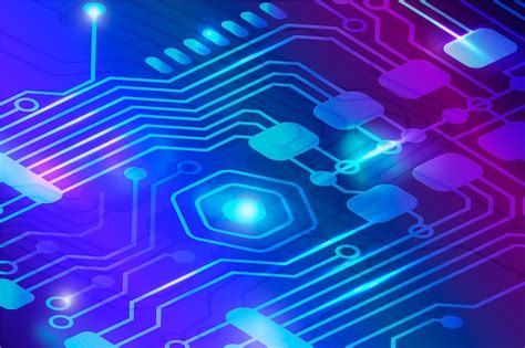 Circuit Board Neon Background Vector Free Download