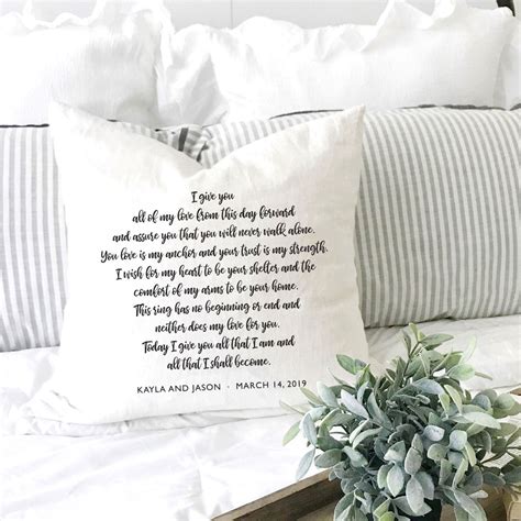 Wedding Vows T Personalized Pillow Keepsake Sentimental T From