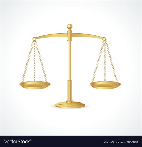 Gold Justice Scales Isolated On White Royalty Free Vector