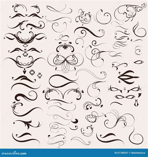 Set Of Vector Swirls In Vintage Style Stock Vector Illustration Of