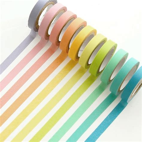 10 color macarons masking tape set 7mm slim decoration washi tapes for diary album stationery