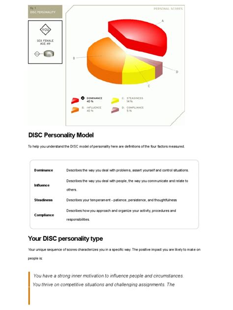 Disc Personality Test Result Free Disc Types Test Online At 123test Pdf