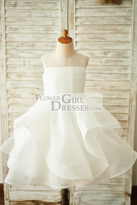 Ivory Organza V Back Wedding Flower Girl Dress Flower Girl Dresses