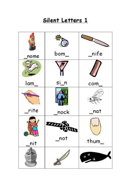 Silent Letters 1 And 2 Worksheet For 3rd 5th Grade Lesson Planet