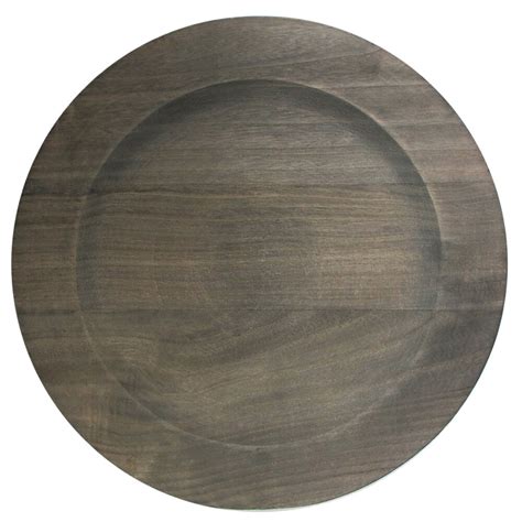 The Jay Companies 1330475 13 Gray Paulownia Faux Wood Charger Plate