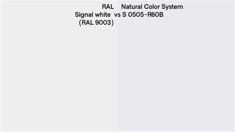 RAL Signal White RAL 9003 Vs Natural Color System S 0505 R60B Side By