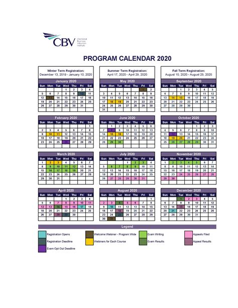 Program Calendar Cbv Institute