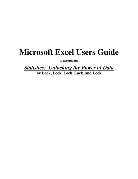 Excel Guide Microsoft Excel Users Guide To Accompany Statistics