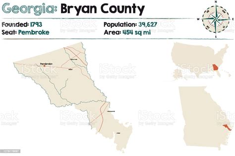 Map Of Bryan County In Georgia Stock Illustration Download Image Now