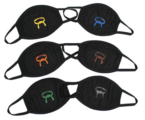 Mouth Nose Mask Black Cotton With Martial Arts Belt