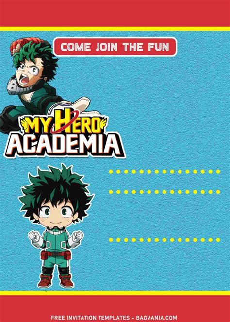 9 Cool My Hero Academia Birthday Invitation For Anime Fans Free