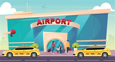 Airport Flat Color Vector Illustration Transportation For Arrival