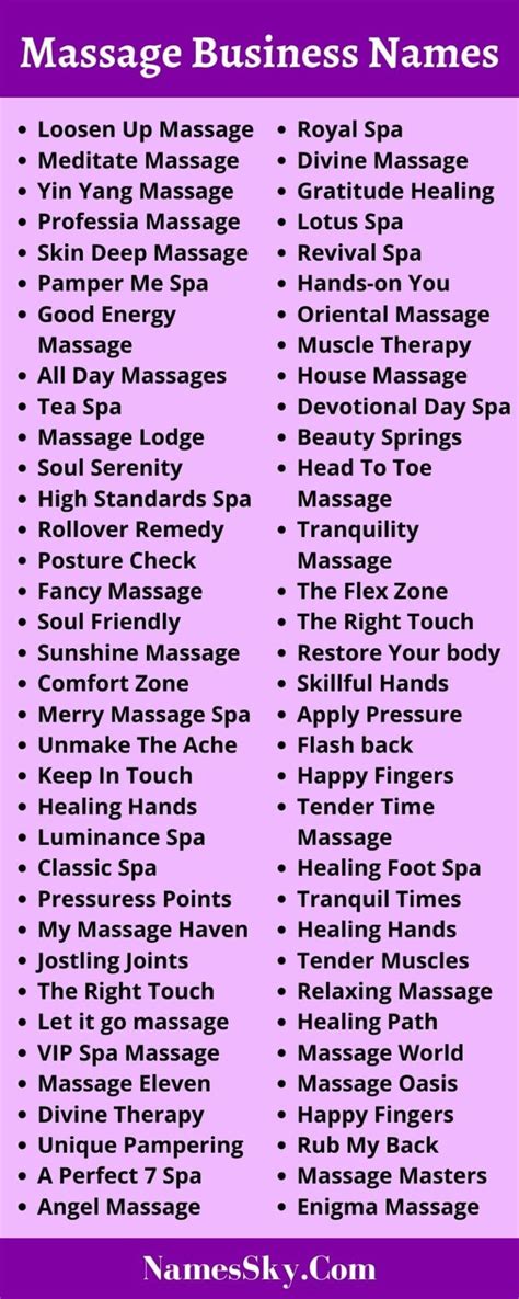 600 Massage Business Names Ideas List And Suggestions Also 2021