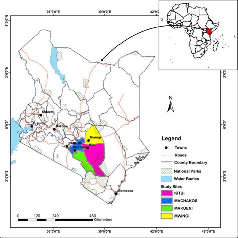Map Of The Study Area Kitui Machakos Makueni And Mwingi Source