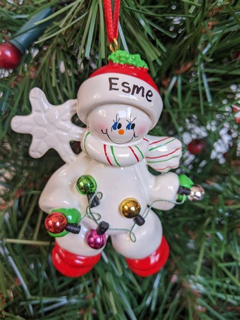 Snowman With Fairy Lights Personalised Christmas Decoration Garden