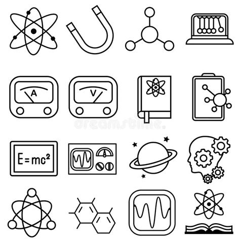 Physics Icon Vector Set Studies Illustration Sign Collection Science