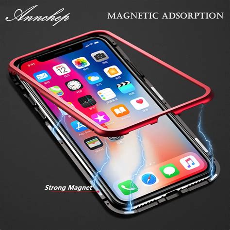 Annchep Magneto Magnetic Adsorption Metal Flip Luxury Phone Case For
