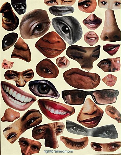 Human Facial Features Print Out Right Brained Mom Collage Art