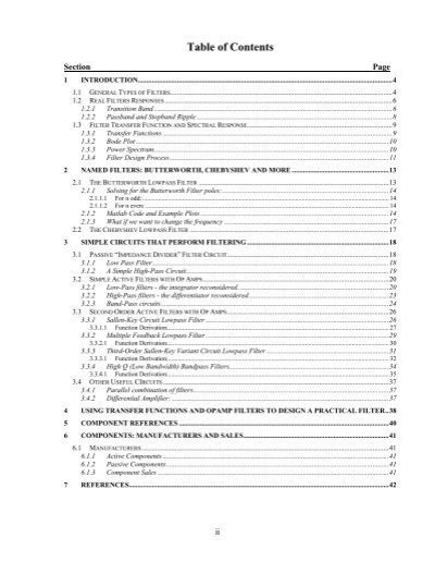 Section Table Of Contents