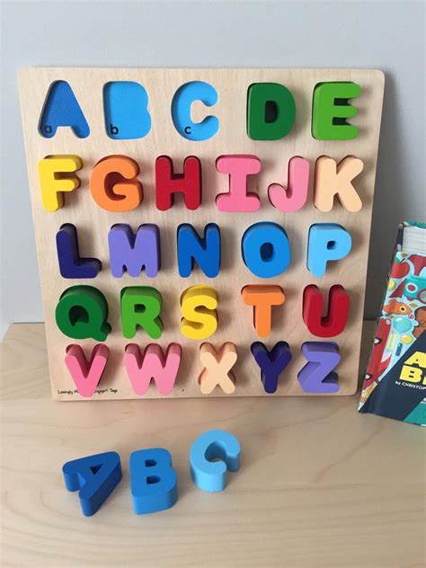 Preschool Wooden Alphabet Puzzle Alphablocks Board Book Animal Abc