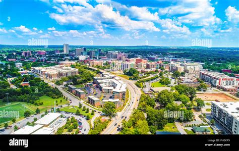 Drone Aerial Of The Downtown Greenville South Carolina Sc Skyline