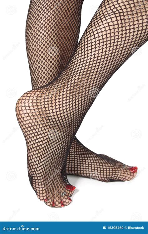 Woman Feet With Fishnet Tights Over White Stock Photo Image Of Pure