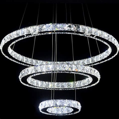 Modern Chandelier Led Crystal Pendant Lamp Hanging Light Three Surface