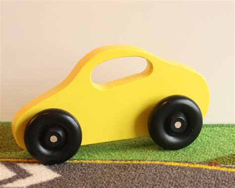Toy Yellow Car For Baby Handcrafted Wooden Yellow Toy Car Etsy