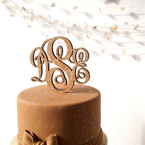 Rustic Monogram Cake Topper Wedding Cake Topper Personalize Etsy