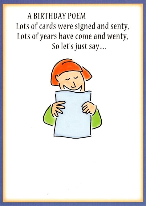 Funny Happy Birthday Poem Poems Poetry Lots Of Years Theme Card Ebay