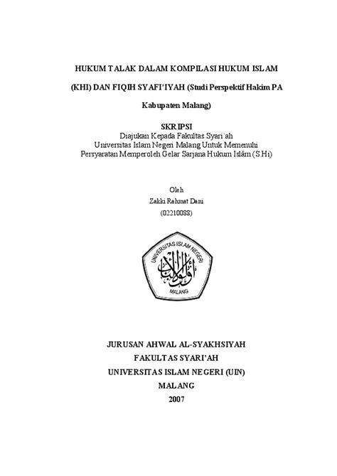 Judul Skripsi Hukum Keluarga Islam Pdf - Ide Judul Skripsi Universitas