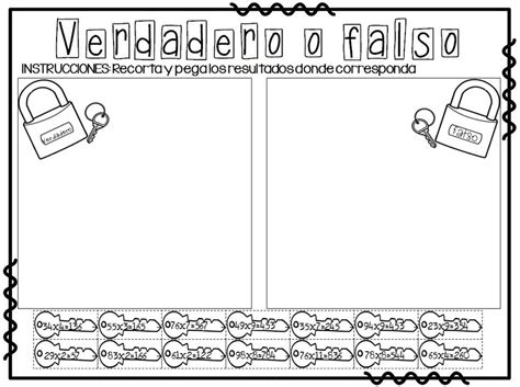 En el juego cierto o falso, tendrás que elegir si un enunciado es verdadero o no. Excelente ficha verdadero o falso de las multiplicaciones | Material Educativo