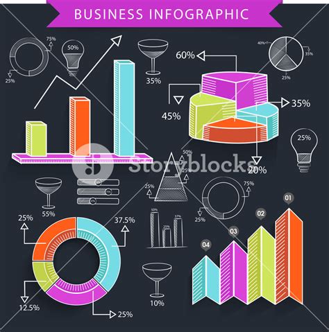Set Of Various Colorful Business Infographic Elements Including