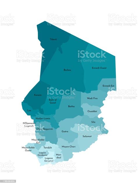 Vector Isolated Illustration Of Simplified Administrative Map Of Chad