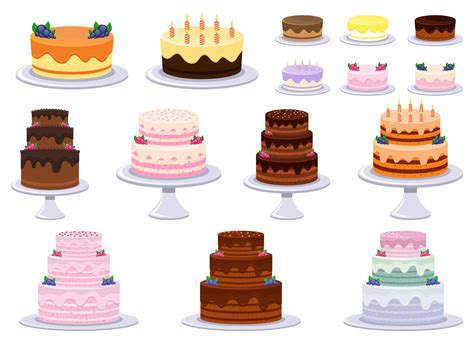 Birthday Cake Vector Design Illustration Set Isolated On White