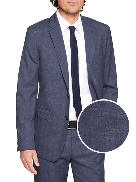 standard fit stretch navy plaid blazer banana republic factory