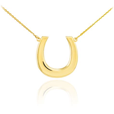 14k Polished Gold Lucky Horseshoe Necklace