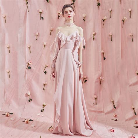 Pink Chiffon Long Prom Dress Simple Evening Dress · Dress Idea · Online