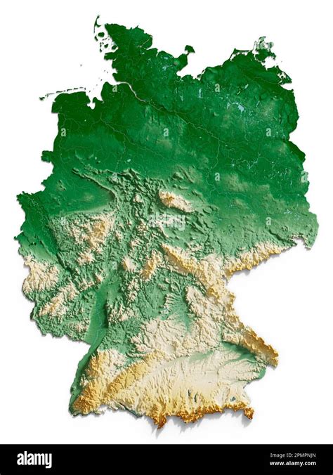Germany Detailed 3d Rendering Of A Shaded Relief Map With Rivers And