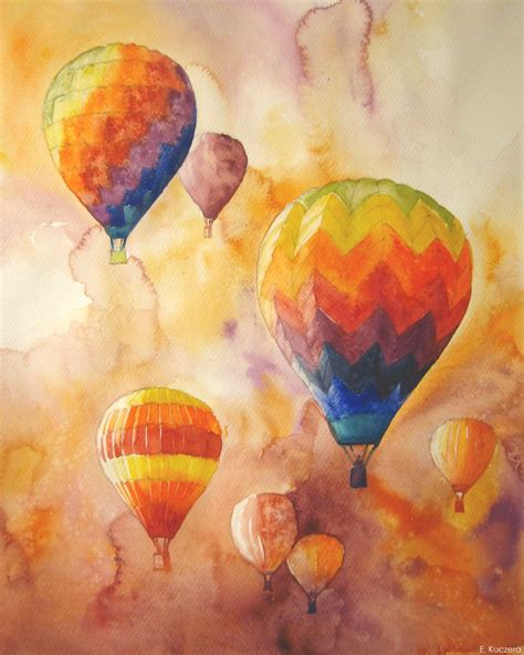 Watercolor~ Hot air Balloons ~ By Ewelina Kuczera | Hot ...