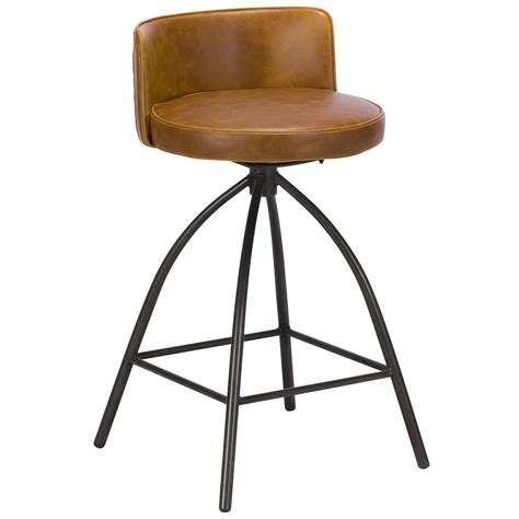 Dylan Swivel Low Bar Stool Faux Leather Tan Counter Stools And Bar
