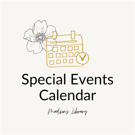Special Events Calendar Madisons Library