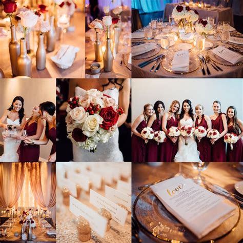 Strike an upscale tone with a chic wedding color palette. Gold cranberry wedding colors, champagne wedding color ...