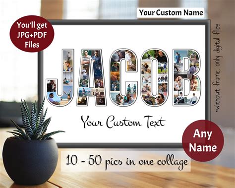 Any Name Photo Collage Personalized Photo T Word Photo Collage